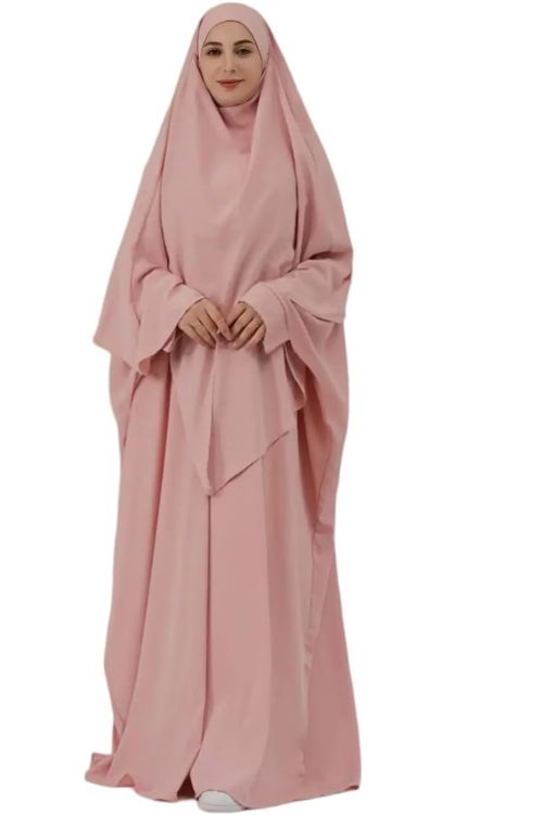 Modest Women's Two-Piece Prayer Dress - Long Sleeve Islamic Wear with Hijab